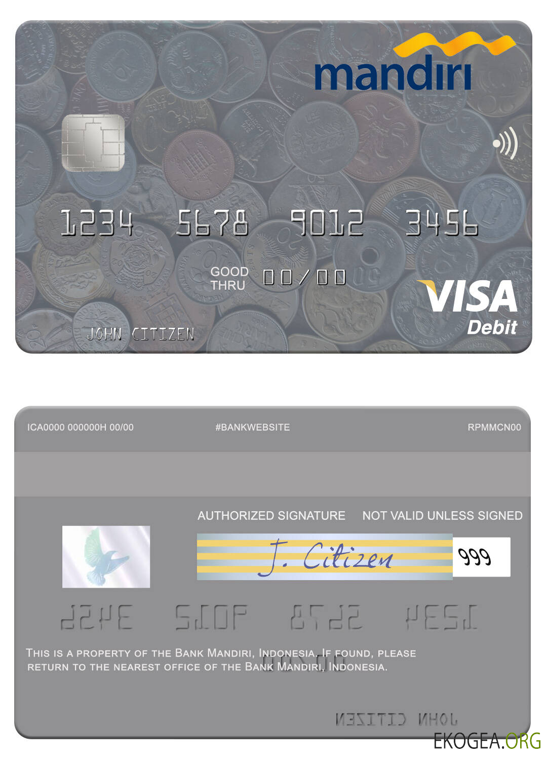 Carte de débit visa Indonesia Bank Mandiri